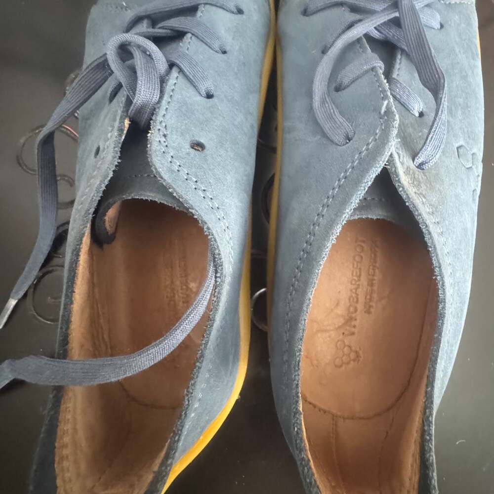 Vivobarefoot Addis Kids Blue Leather Trainer Comfort Shoes - Picture 5 of 7